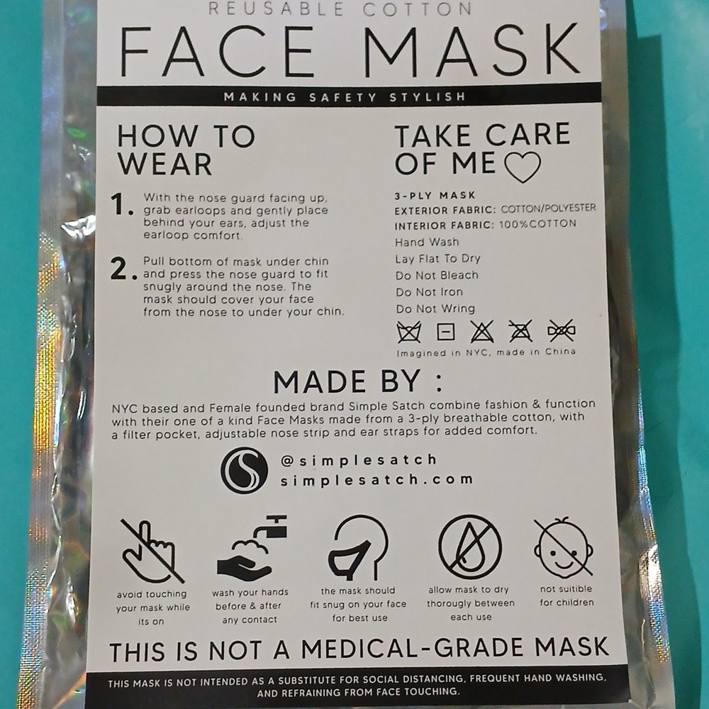 SIMPLE SATCH 3-Pack Face Mask Set - Picture 4 of 4